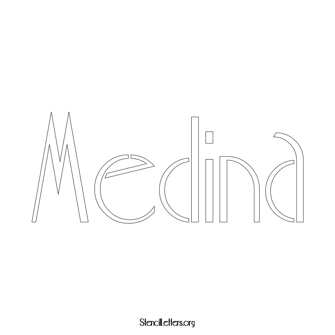 Medina name stencil in Art Deco Lettering