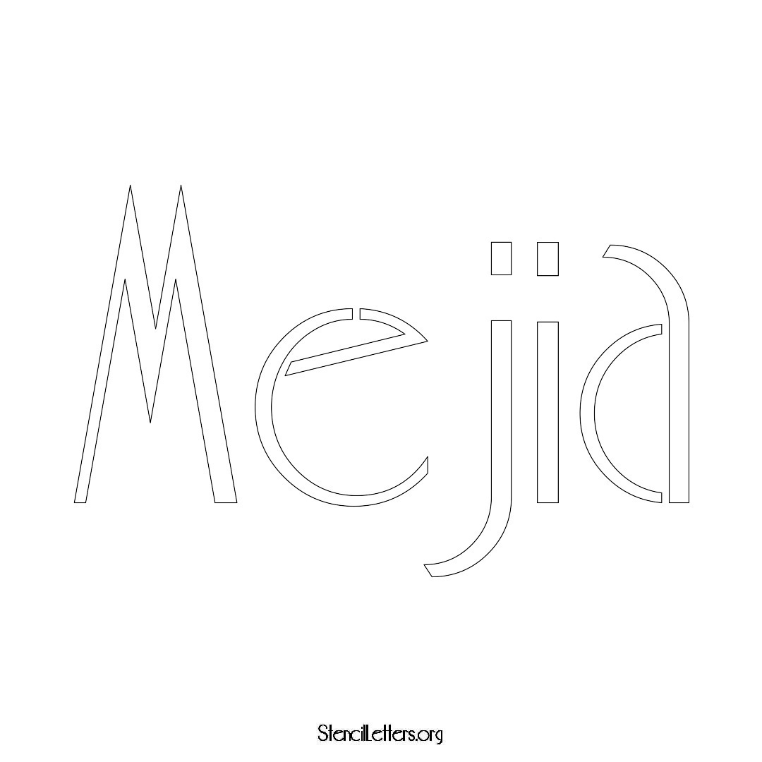 Mejia name stencil in Art Deco Lettering