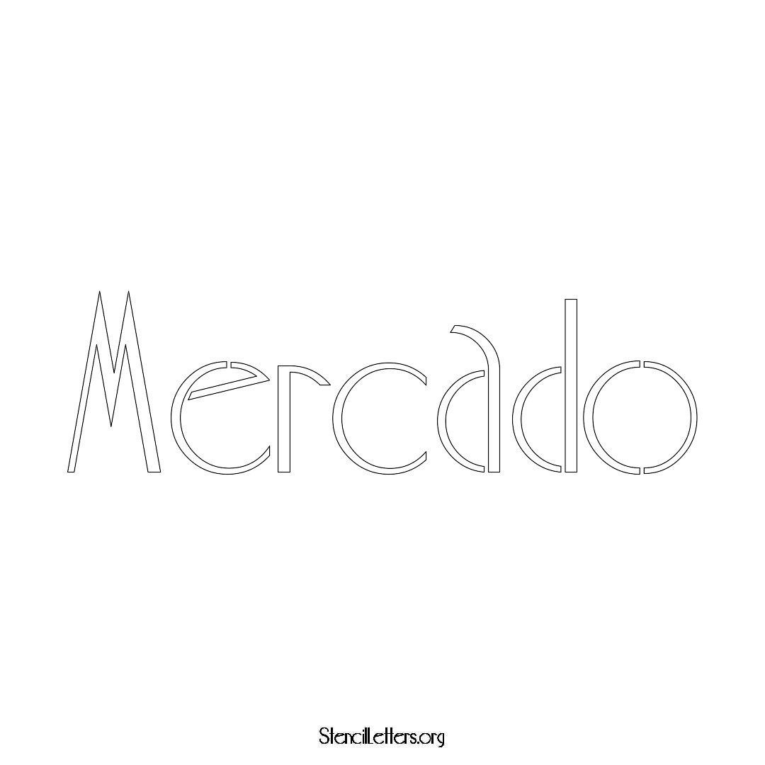 Mercado name stencil in Art Deco Lettering