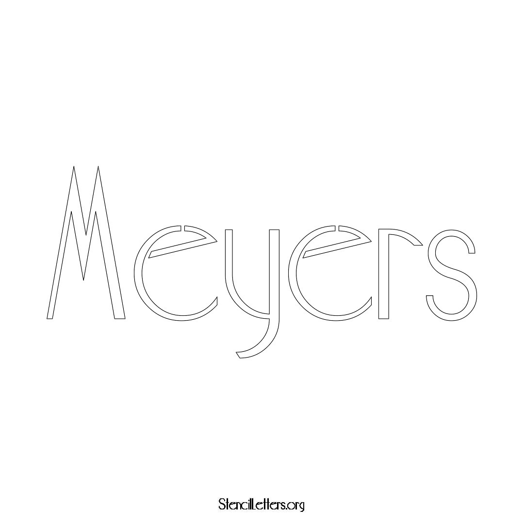 Meyers name stencil in Art Deco Lettering