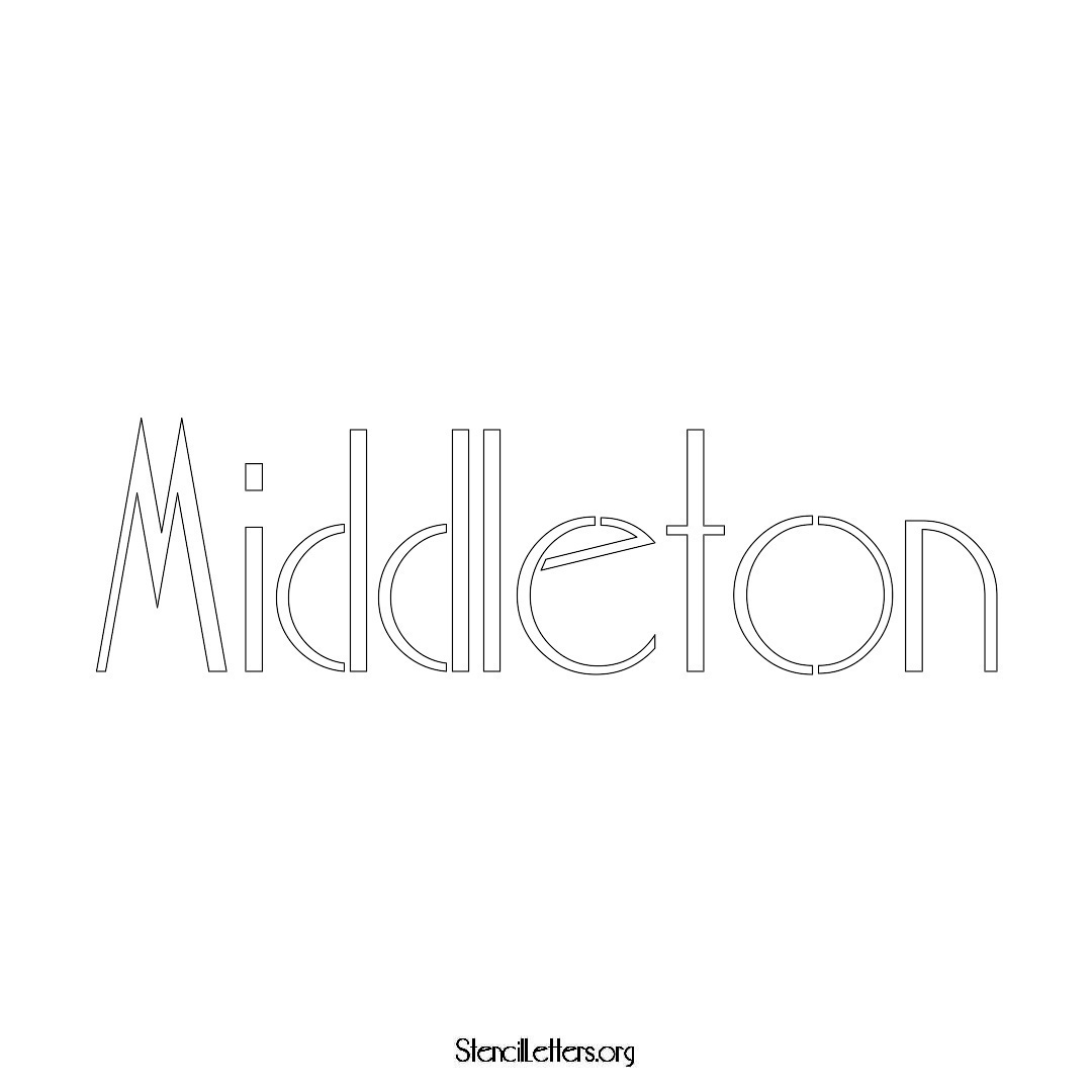 Middleton name stencil in Art Deco Lettering
