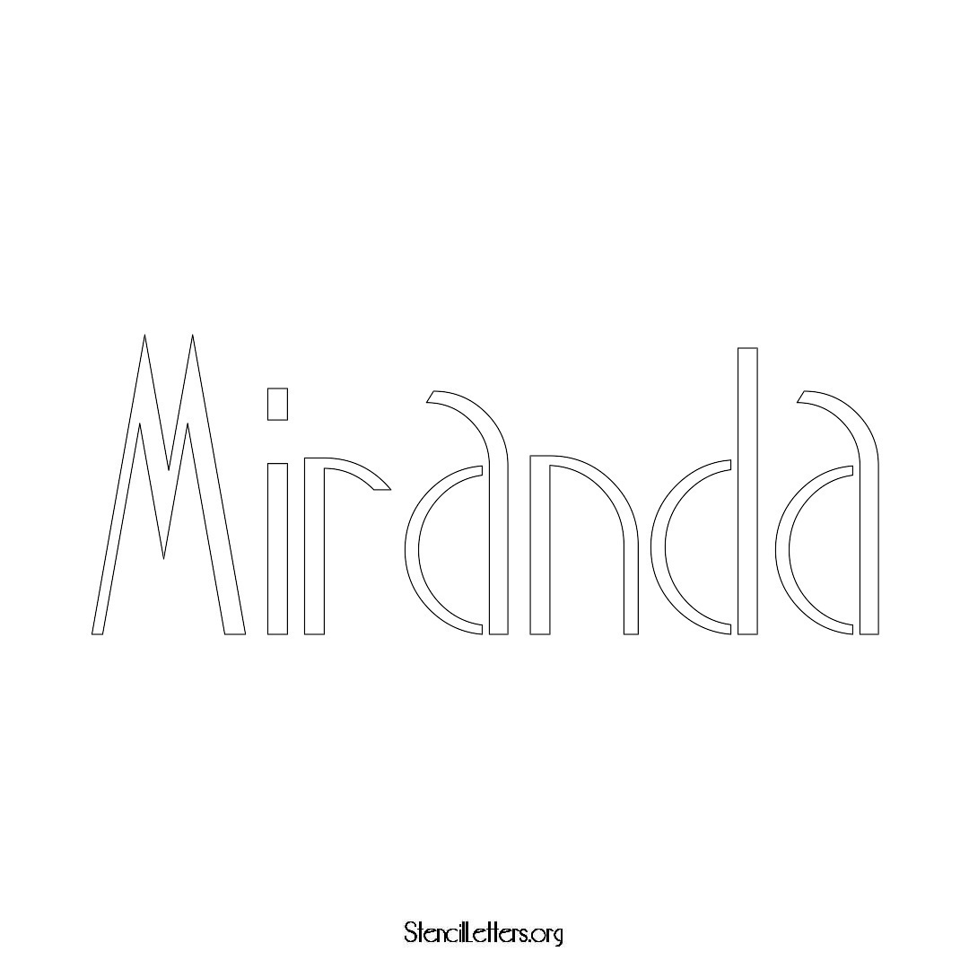 Miranda name stencil in Art Deco Lettering