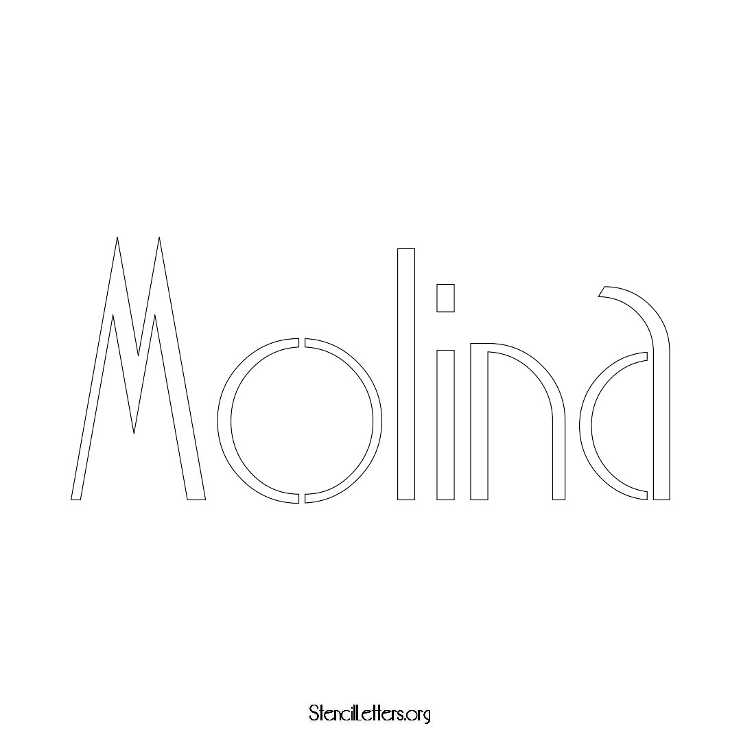 Molina name stencil in Art Deco Lettering