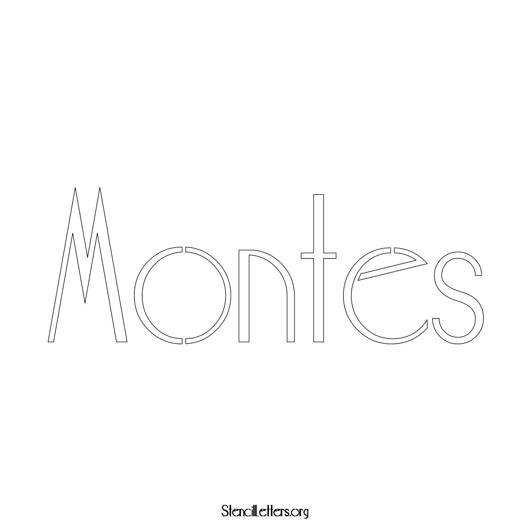 Montes name stencil in Art Deco Lettering