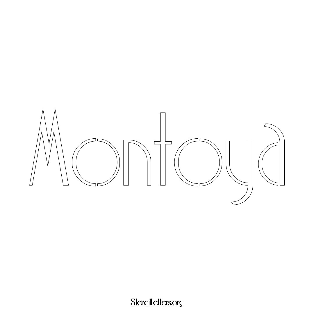 Montoya name stencil in Art Deco Lettering