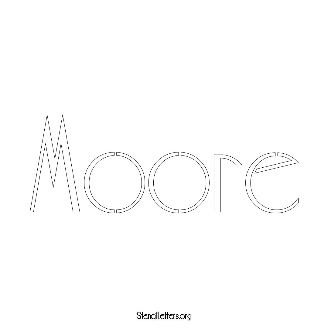 Moore name stencil in Art Deco Lettering