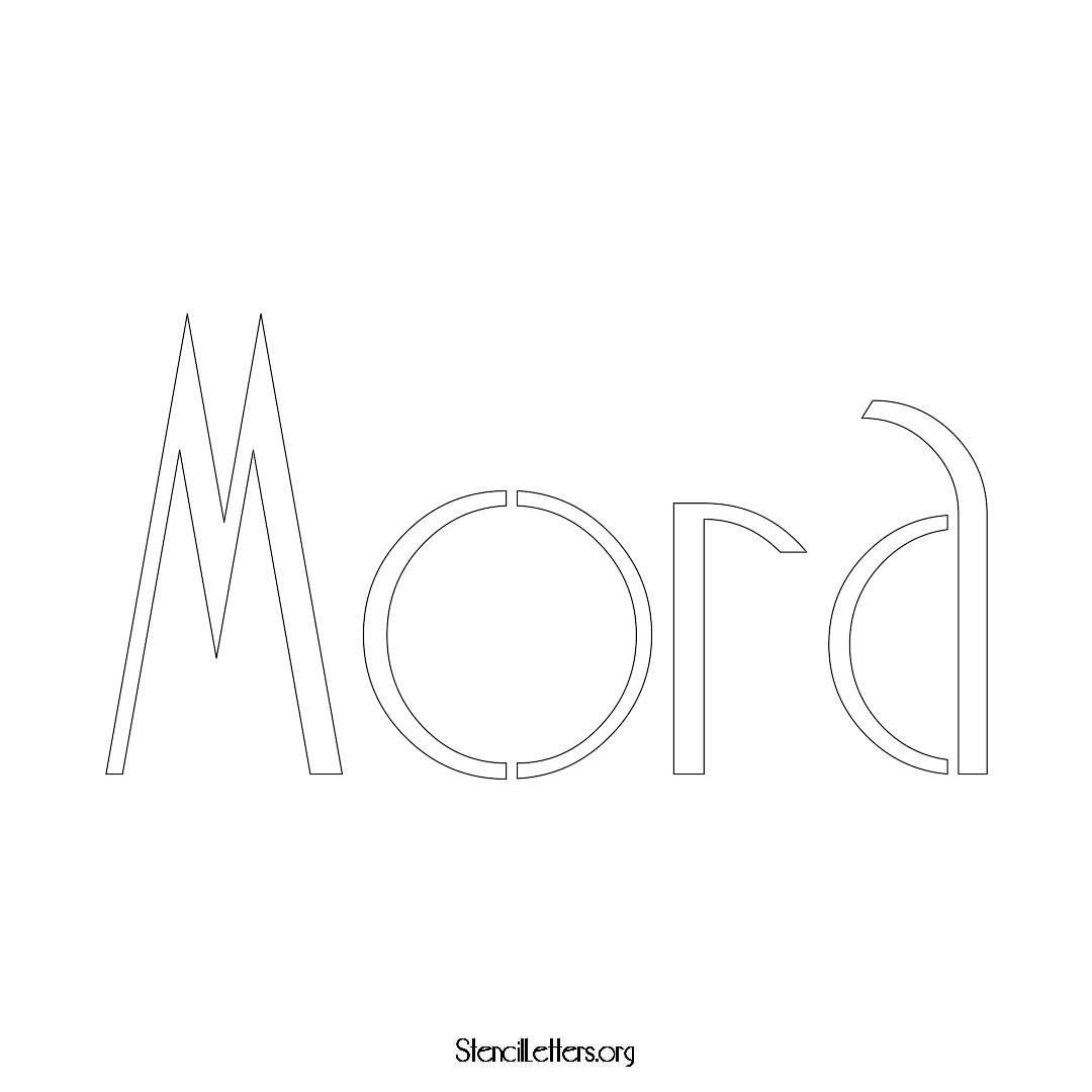 Mora name stencil in Art Deco Lettering