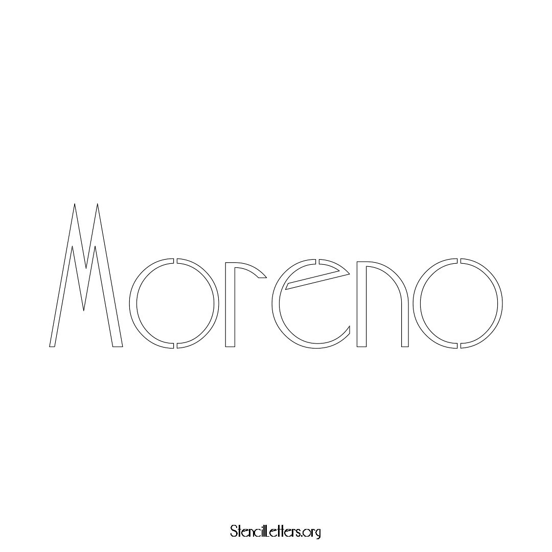 Moreno name stencil in Art Deco Lettering