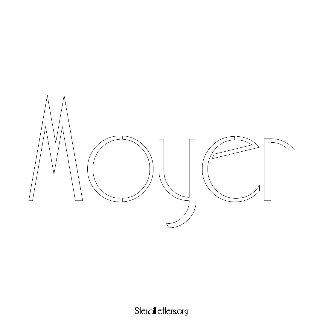 Moyer name stencil in Art Deco Lettering