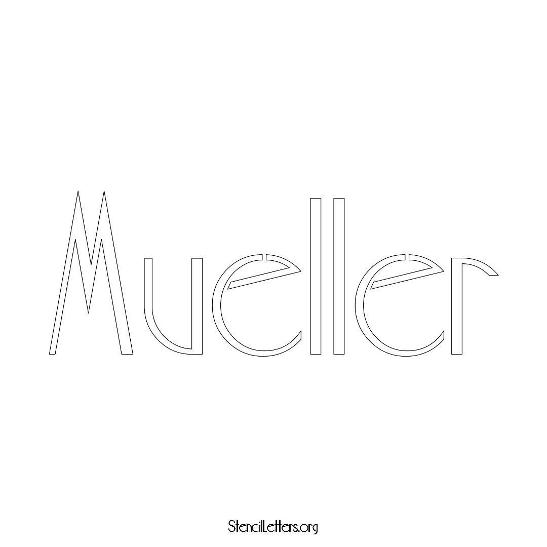 Mueller name stencil in Art Deco Lettering
