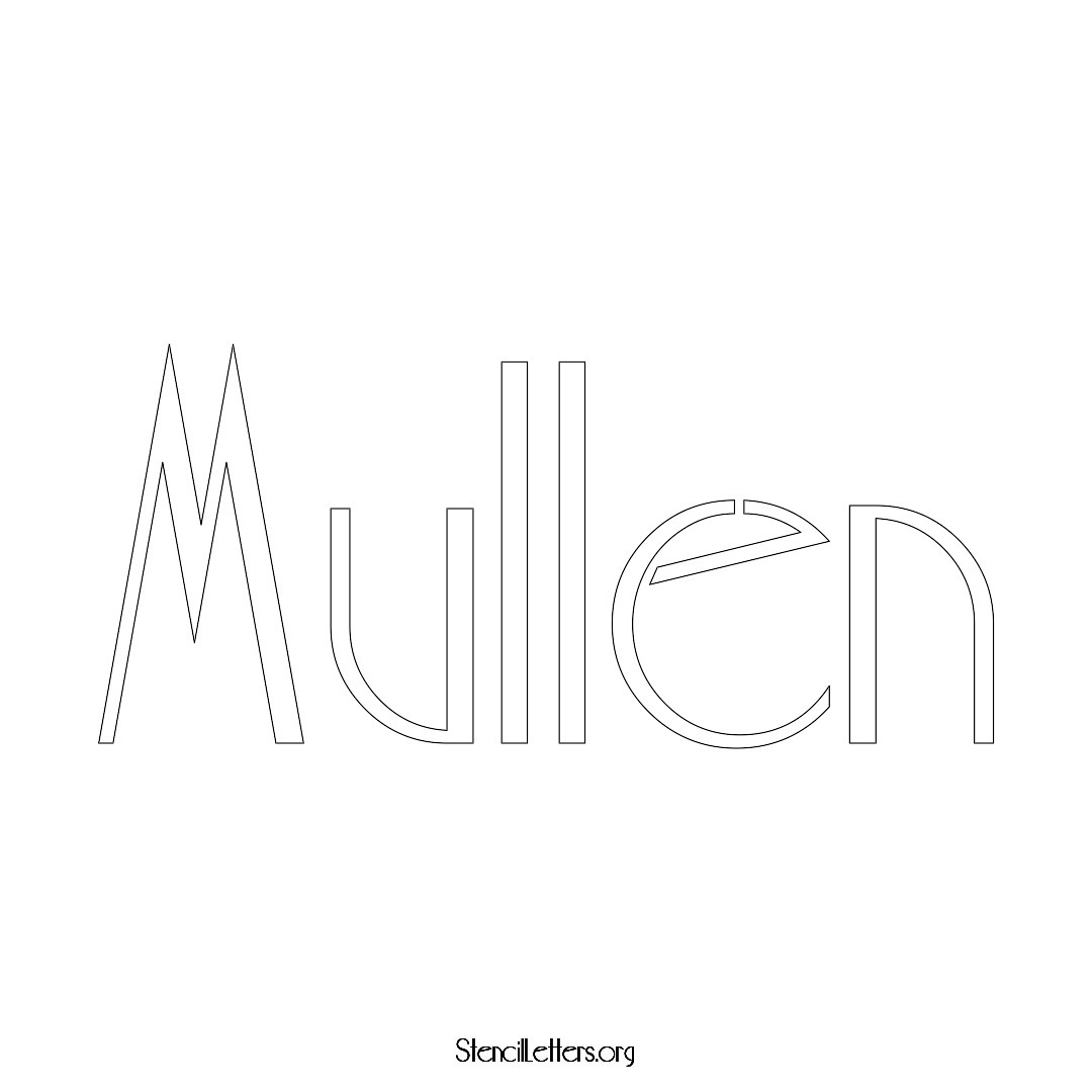Mullen name stencil in Art Deco Lettering