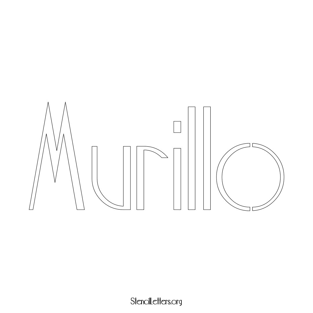 Murillo name stencil in Art Deco Lettering
