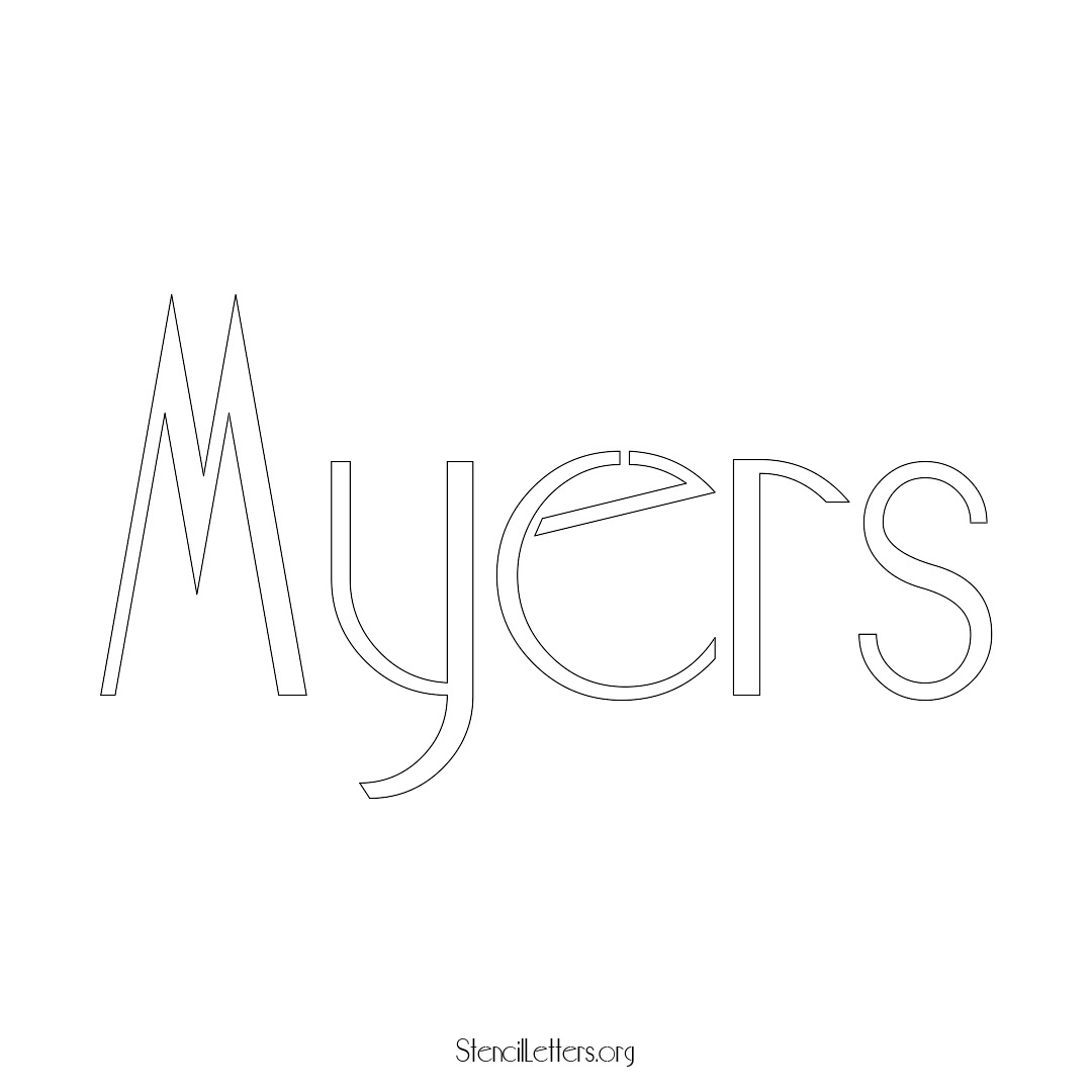 Myers name stencil in Art Deco Lettering