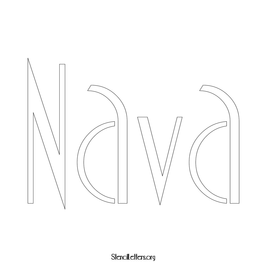 Nava name stencil in Art Deco Lettering