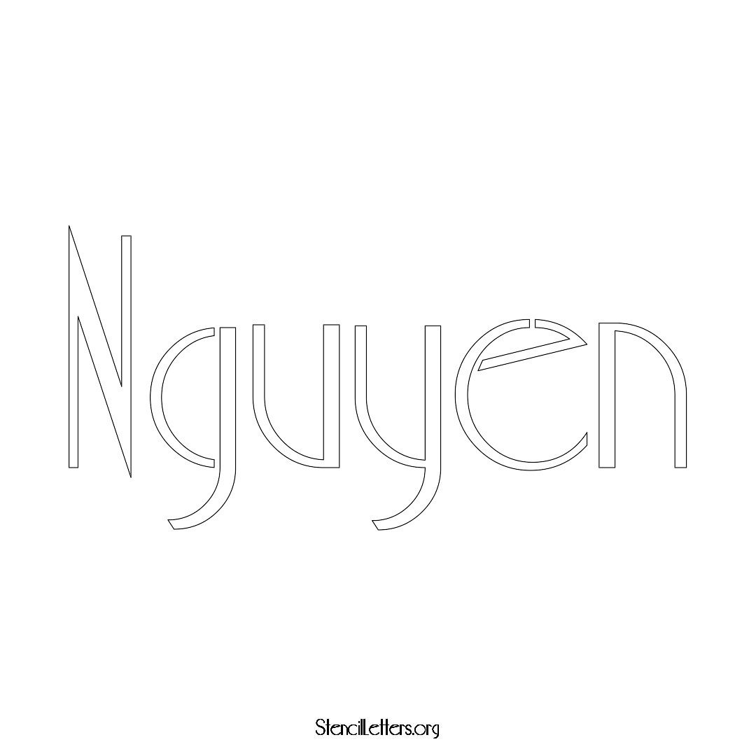 Nguyen name stencil in Art Deco Lettering