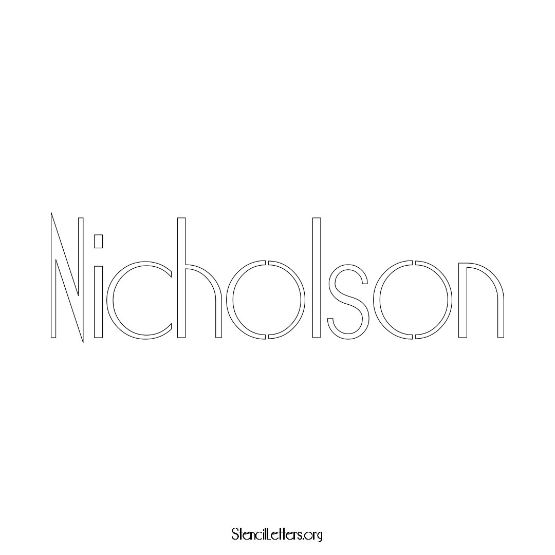 Nicholson name stencil in Art Deco Lettering