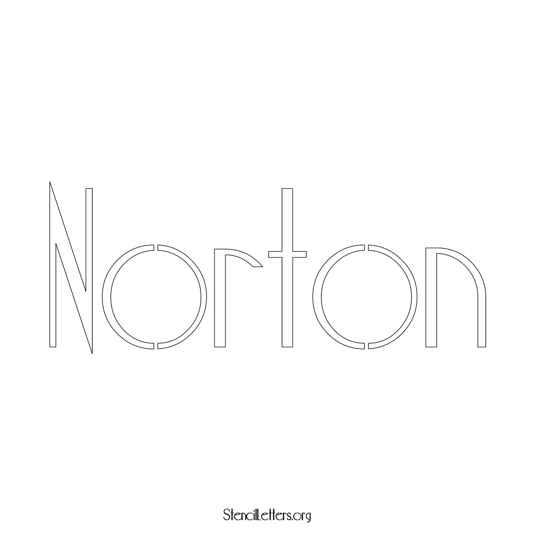 Norton name stencil in Art Deco Lettering