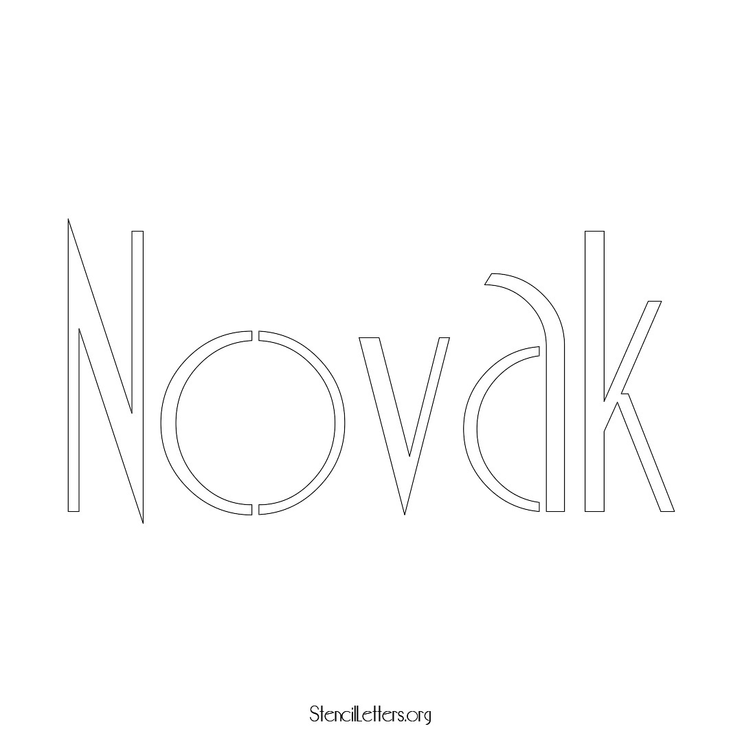 Novak name stencil in Art Deco Lettering