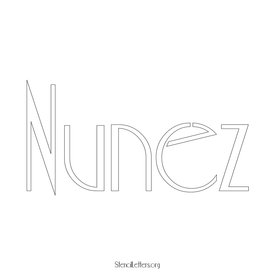 Nunez name stencil in Art Deco Lettering