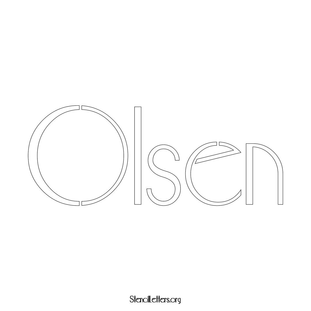 Olsen name stencil in Art Deco Lettering