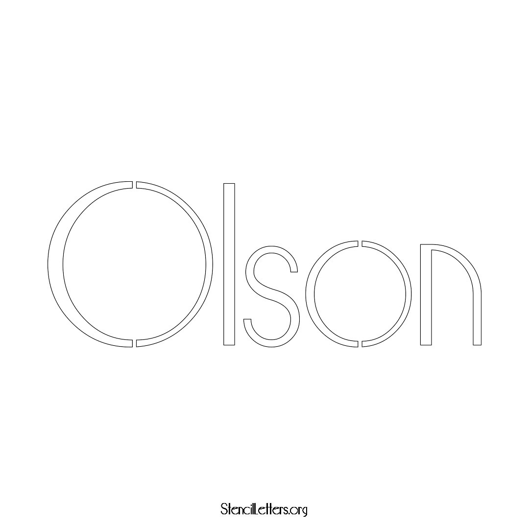 Olson name stencil in Art Deco Lettering