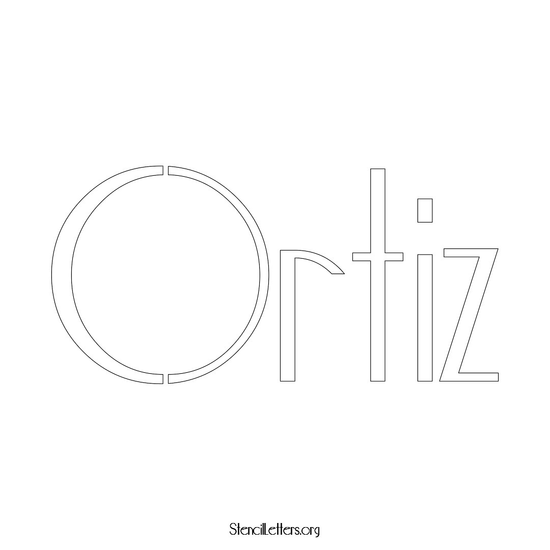 Ortiz name stencil in Art Deco Lettering