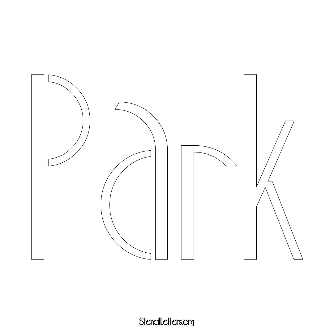 Park name stencil in Art Deco Lettering