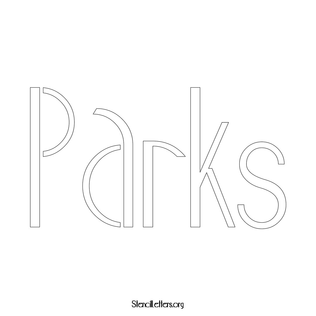 Parks name stencil in Art Deco Lettering