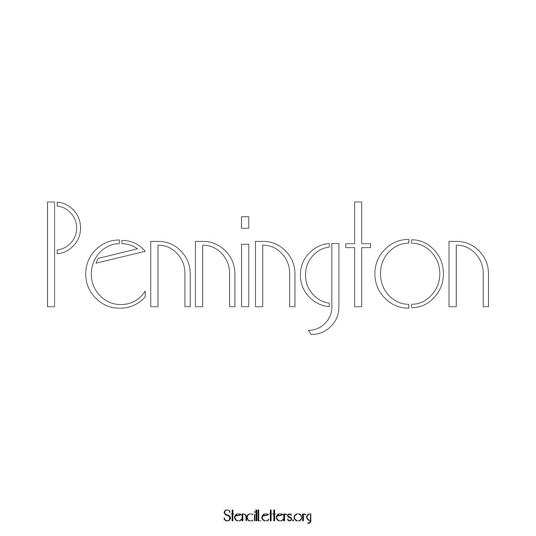 Pennington name stencil in Art Deco Lettering