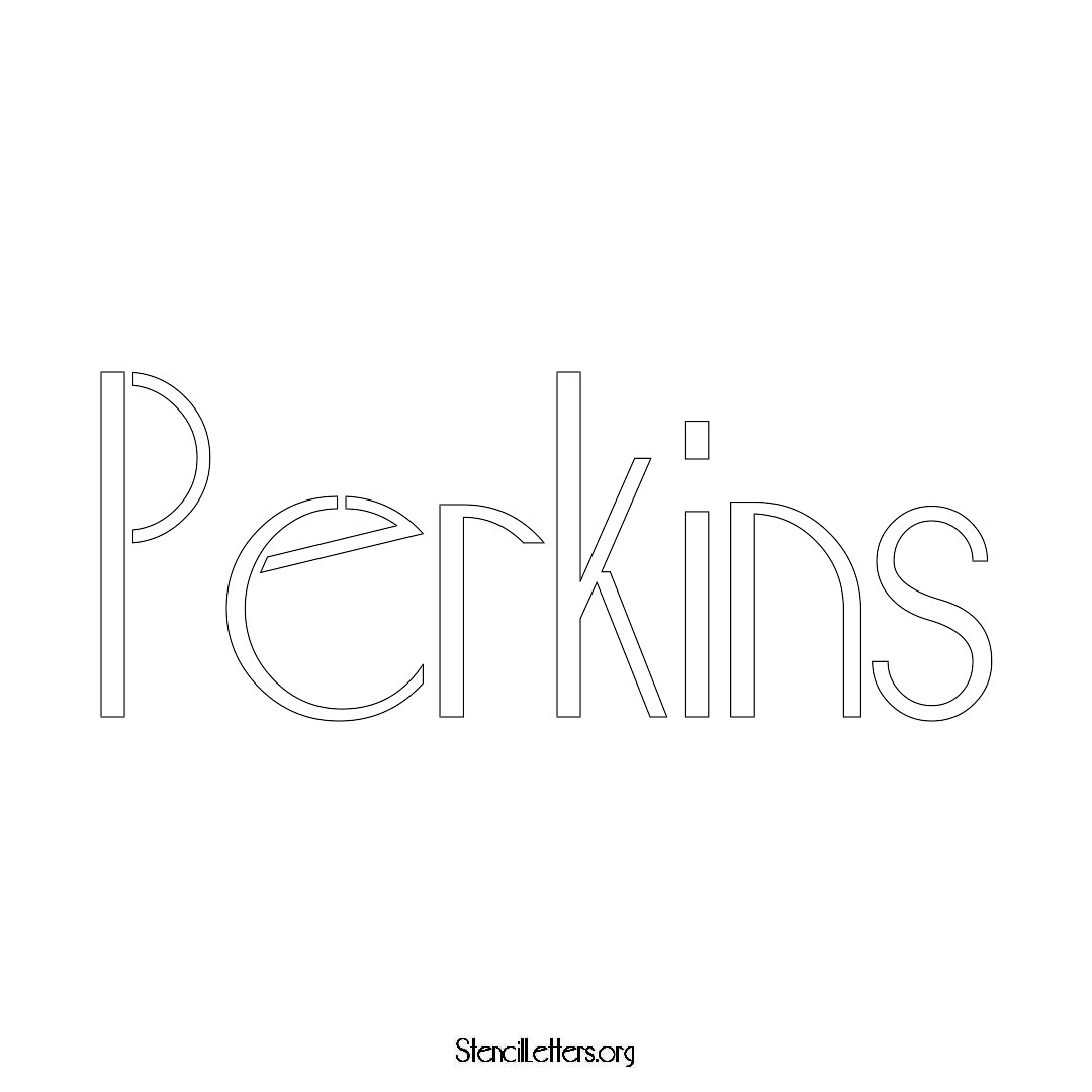 Perkins name stencil in Art Deco Lettering