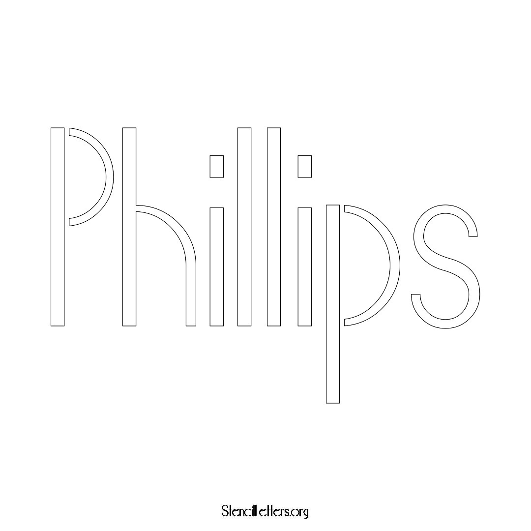 Phillips name stencil in Art Deco Lettering