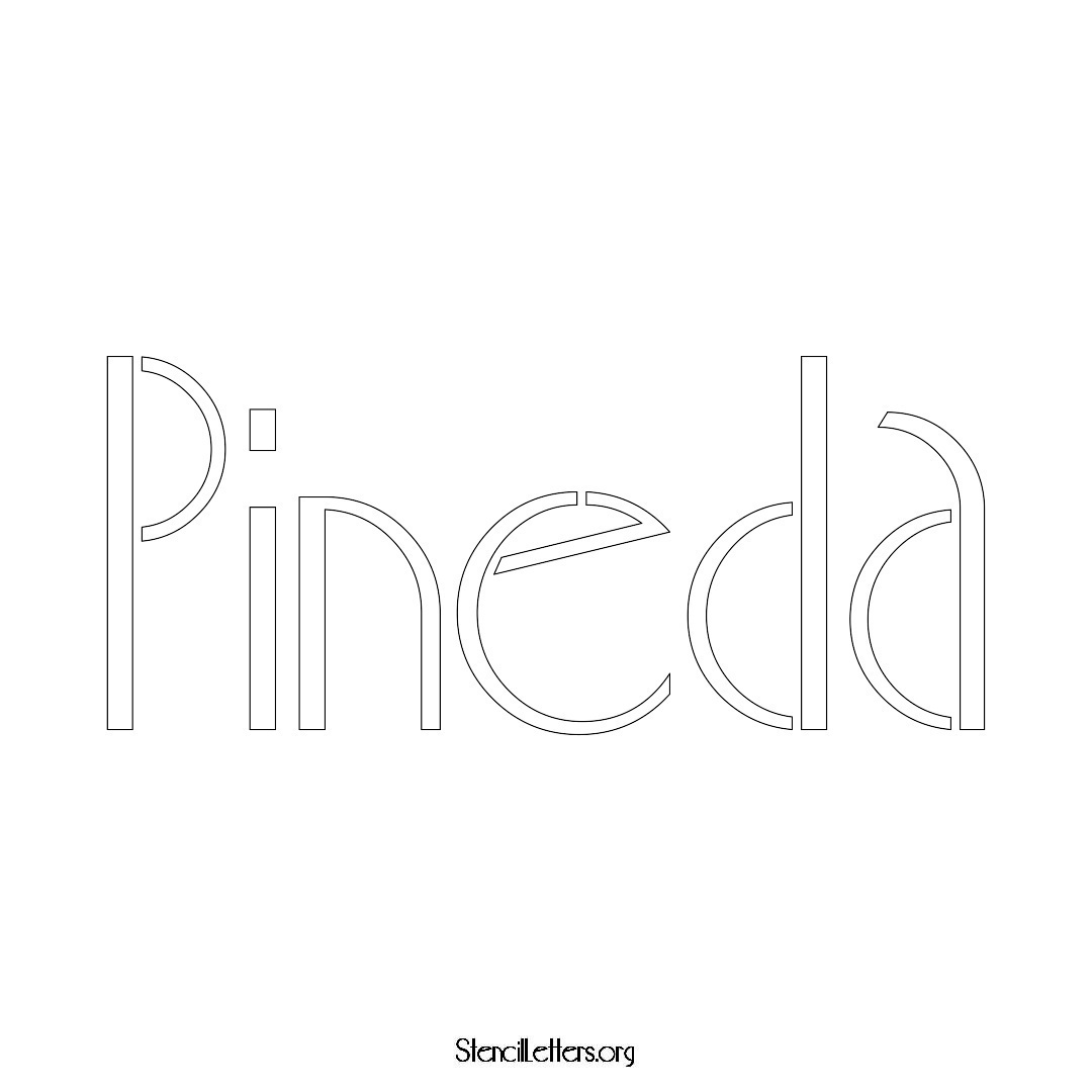 Pineda name stencil in Art Deco Lettering