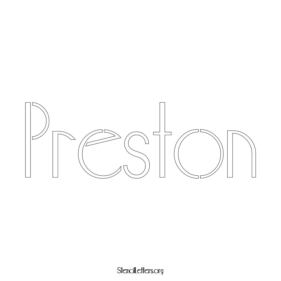 Preston name stencil in Art Deco Lettering