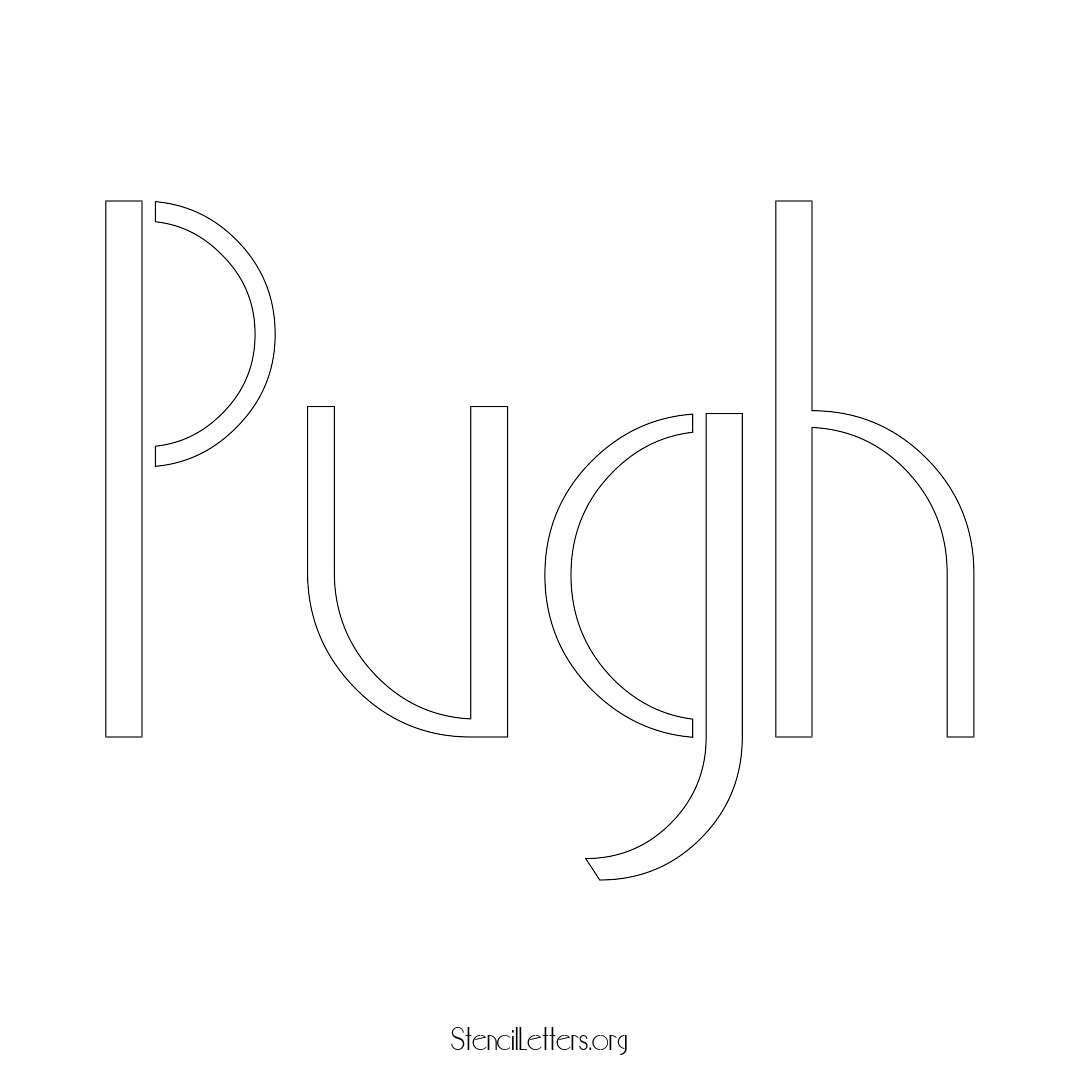 Pugh name stencil in Art Deco Lettering