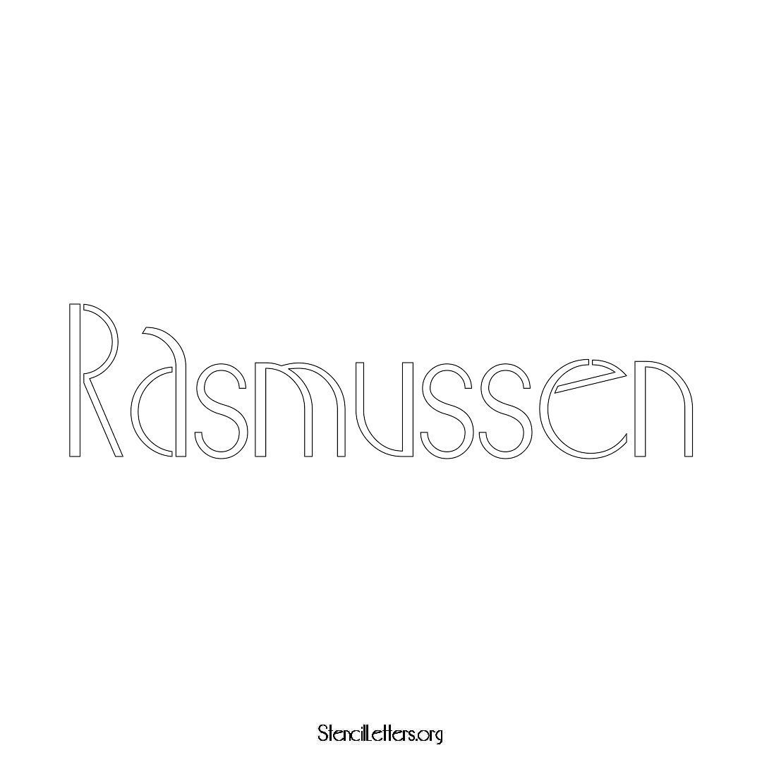 Rasmussen name stencil in Art Deco Lettering