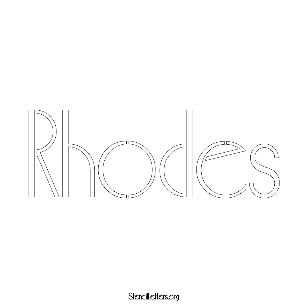 Rhodes name stencil in Art Deco Lettering