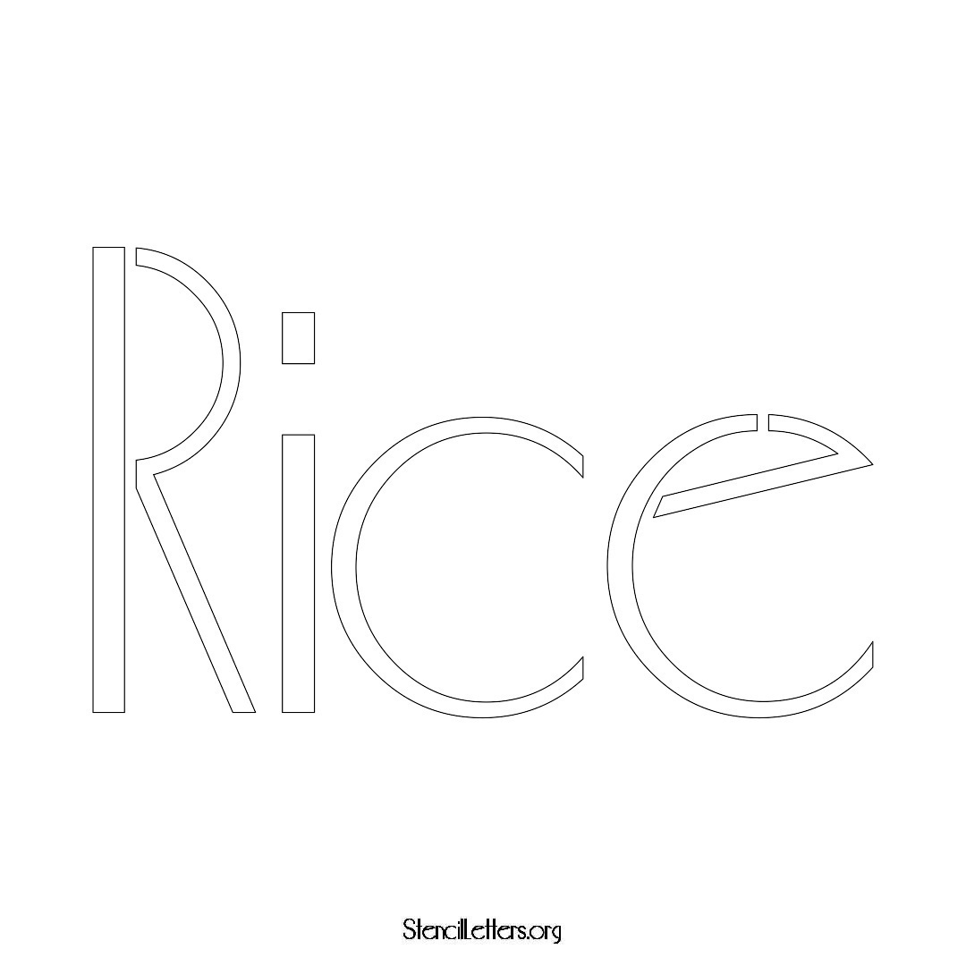 Rice name stencil in Art Deco Lettering