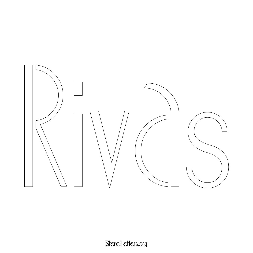 Rivas name stencil in Art Deco Lettering