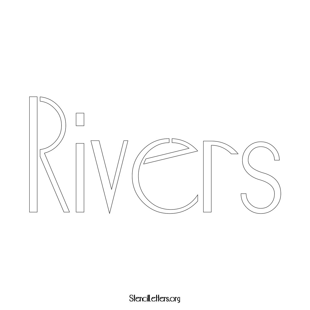 Rivers name stencil in Art Deco Lettering