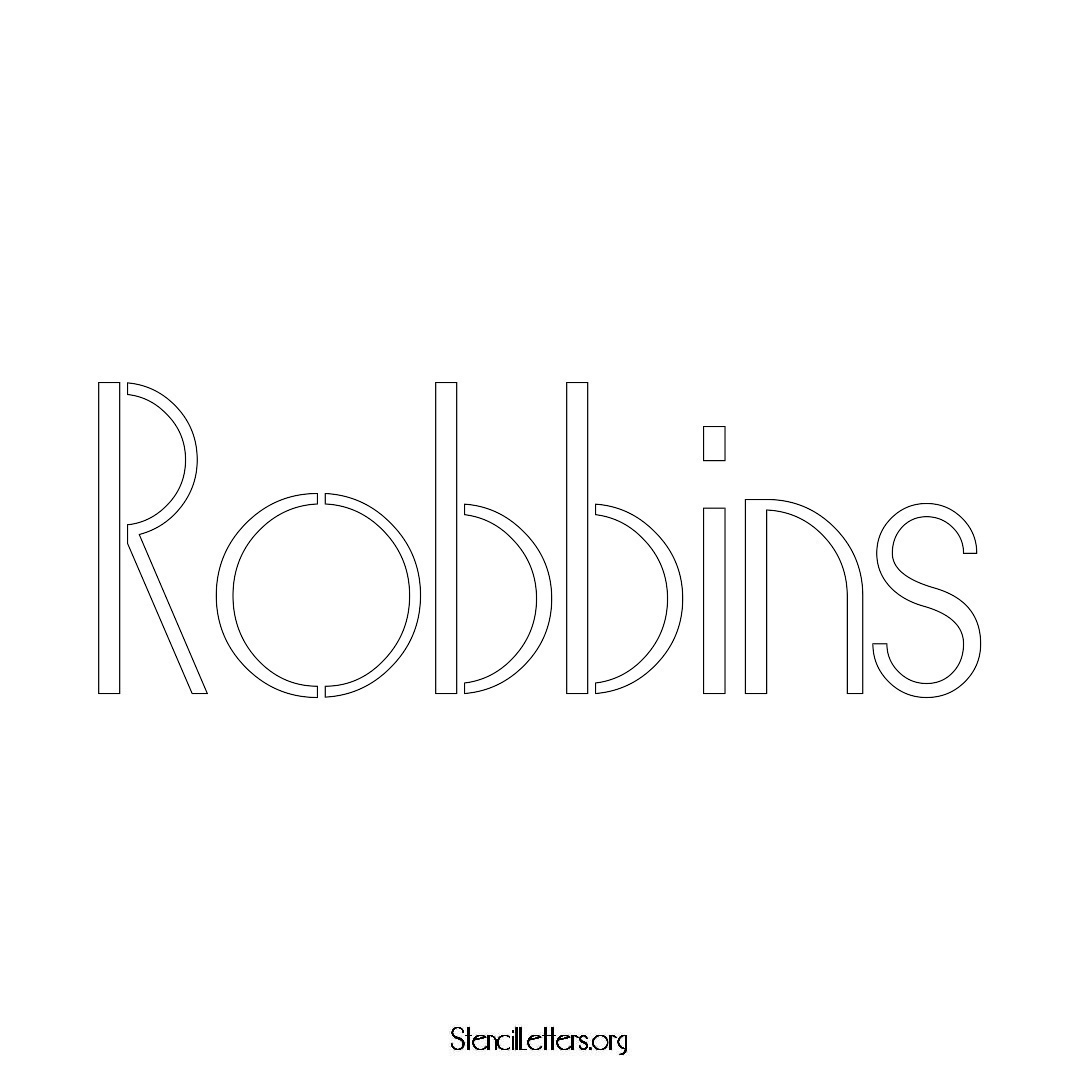 Robbins name stencil in Art Deco Lettering