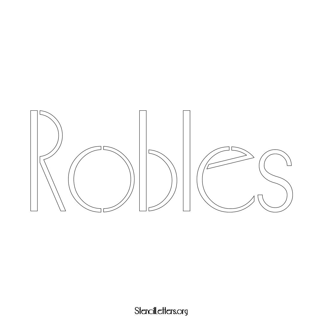 Robles name stencil in Art Deco Lettering
