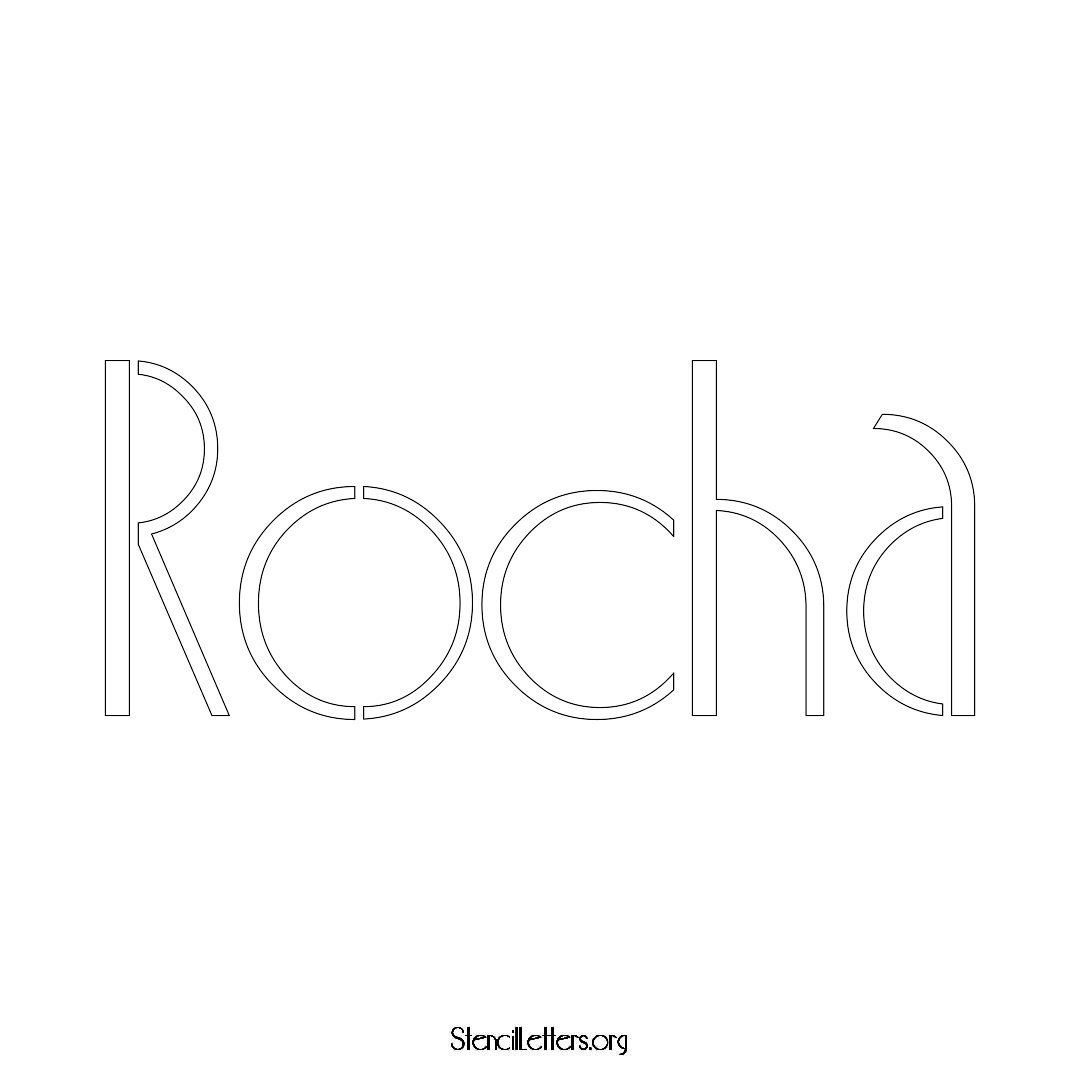 Rocha name stencil in Art Deco Lettering