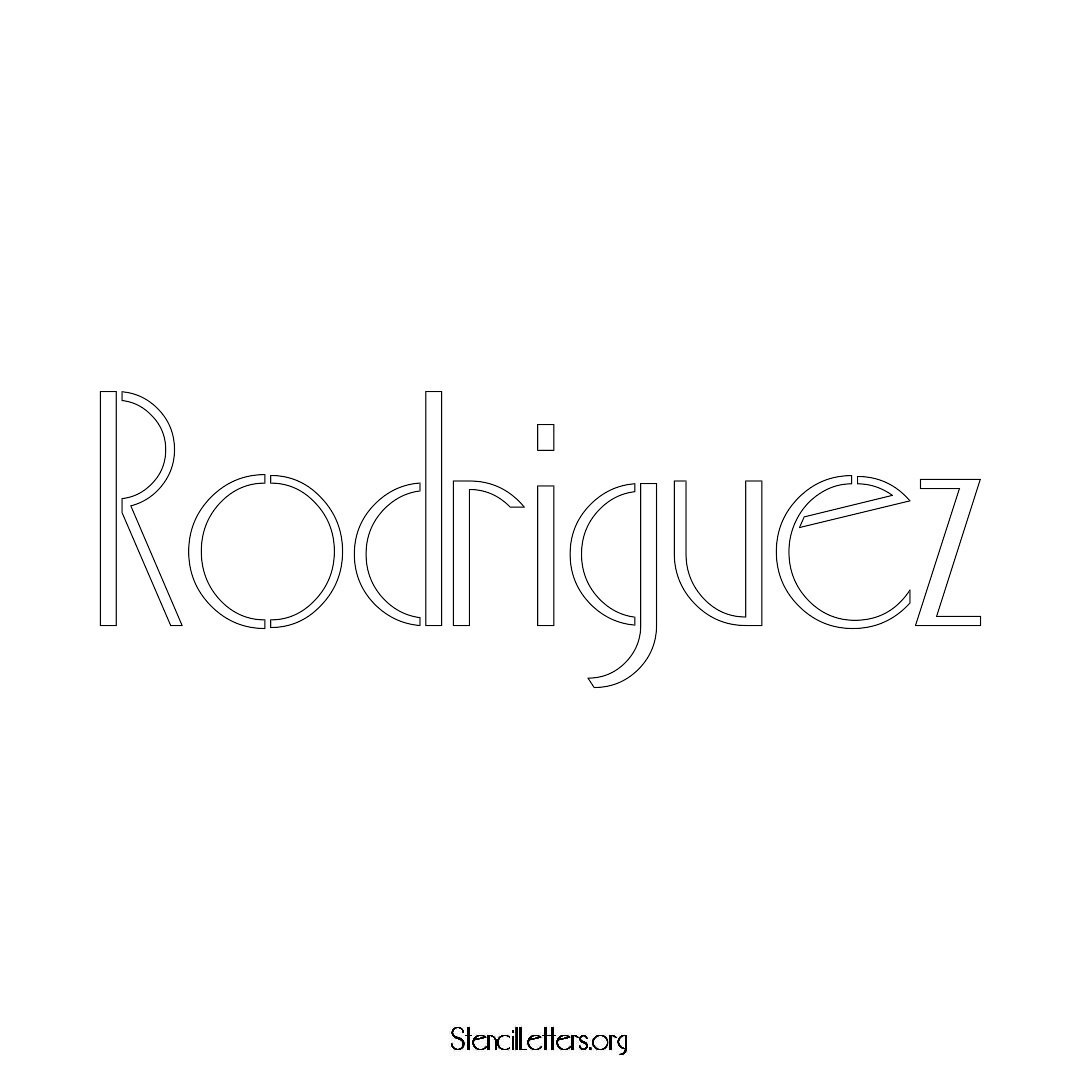 Rodriguez name stencil in Art Deco Lettering