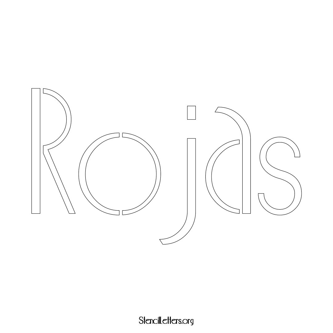 Rojas name stencil in Art Deco Lettering