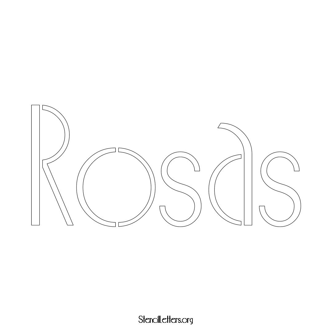 Rosas name stencil in Art Deco Lettering