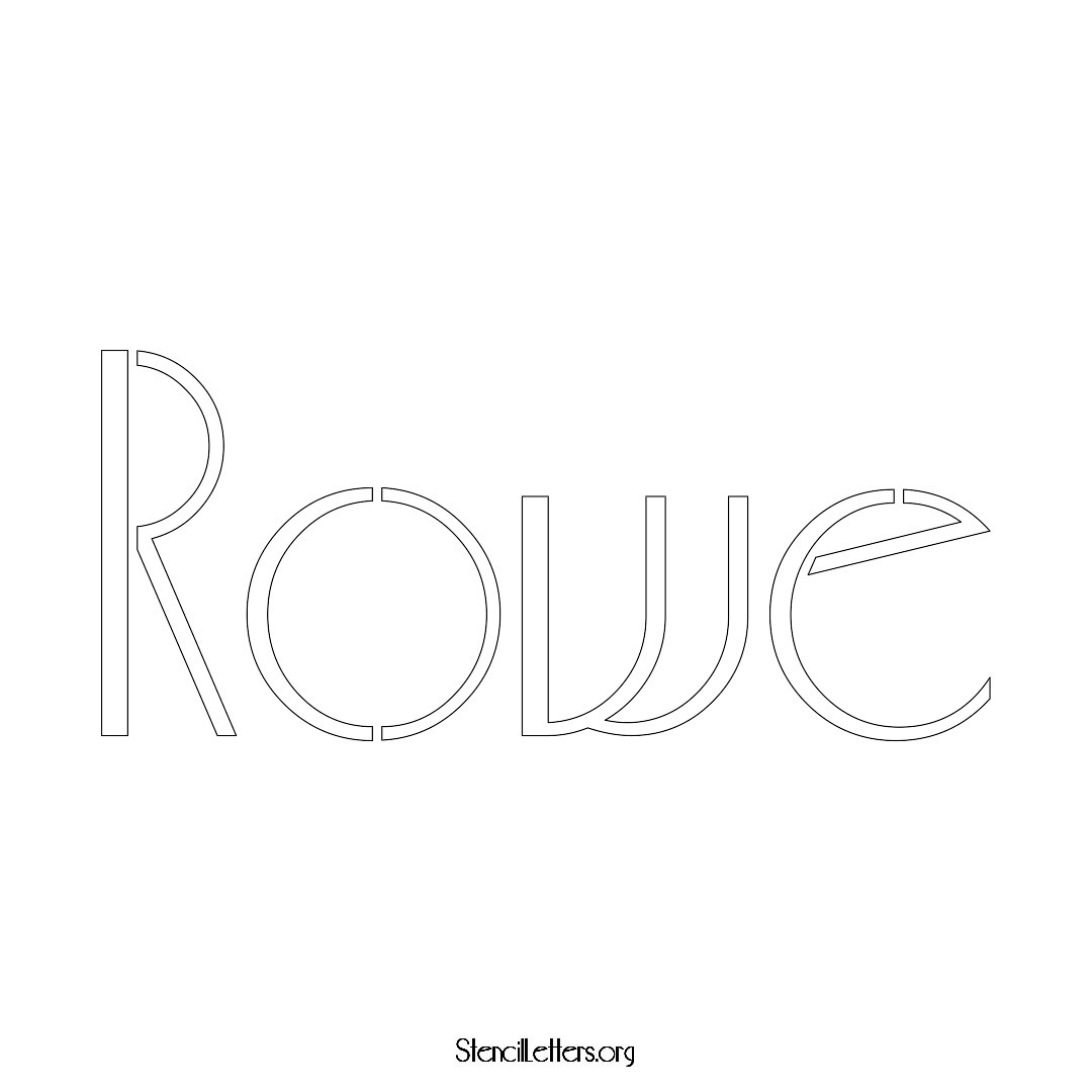 Rowe name stencil in Art Deco Lettering