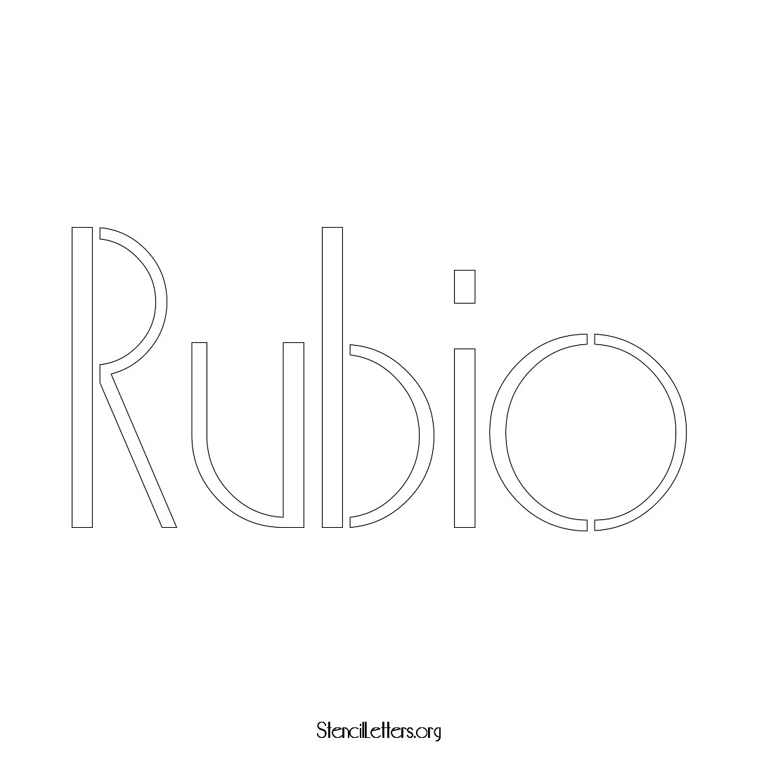 Rubio name stencil in Art Deco Lettering