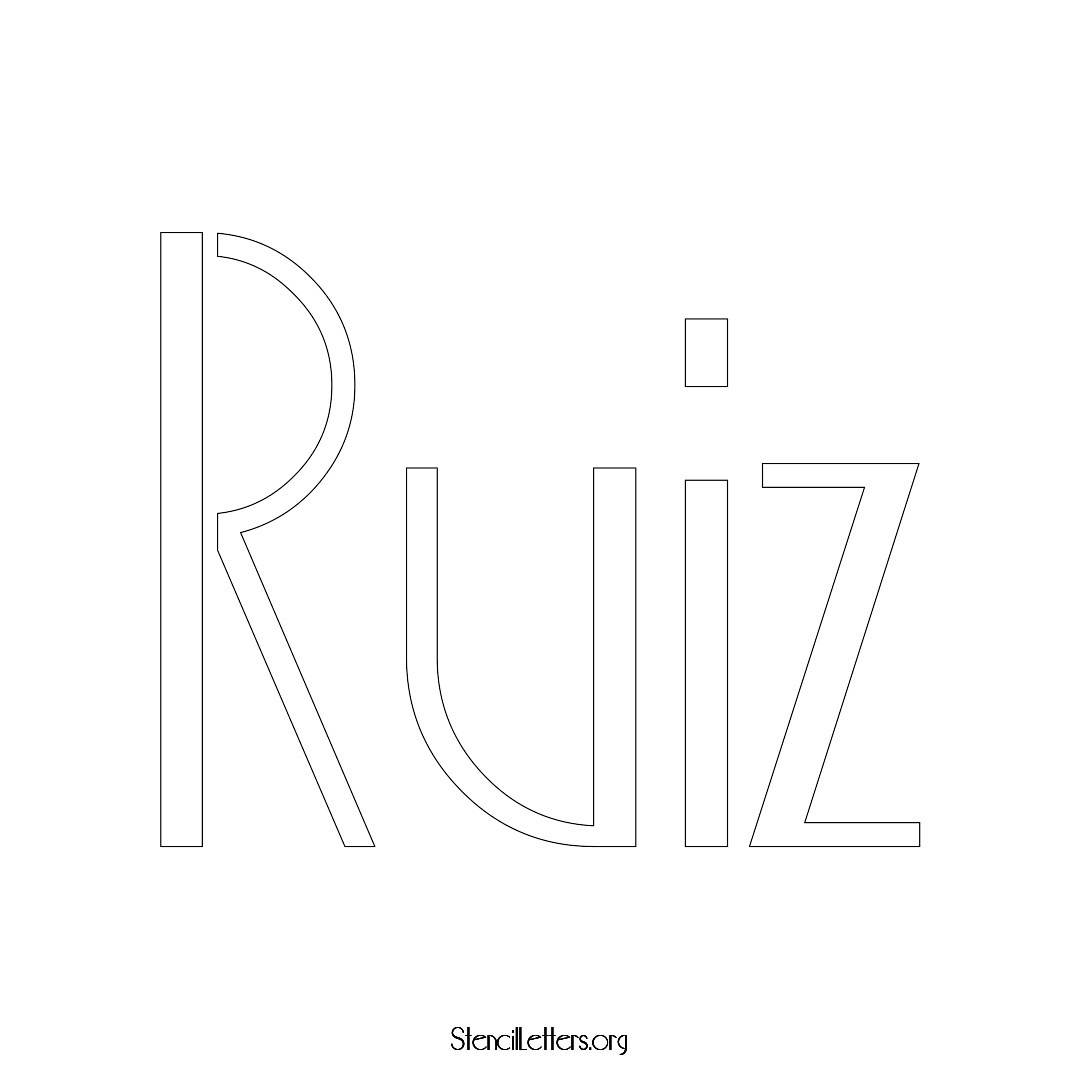 Ruiz name stencil in Art Deco Lettering