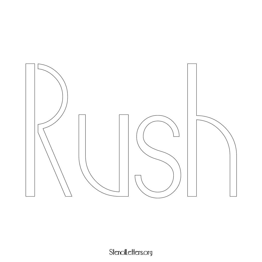 Rush name stencil in Art Deco Lettering