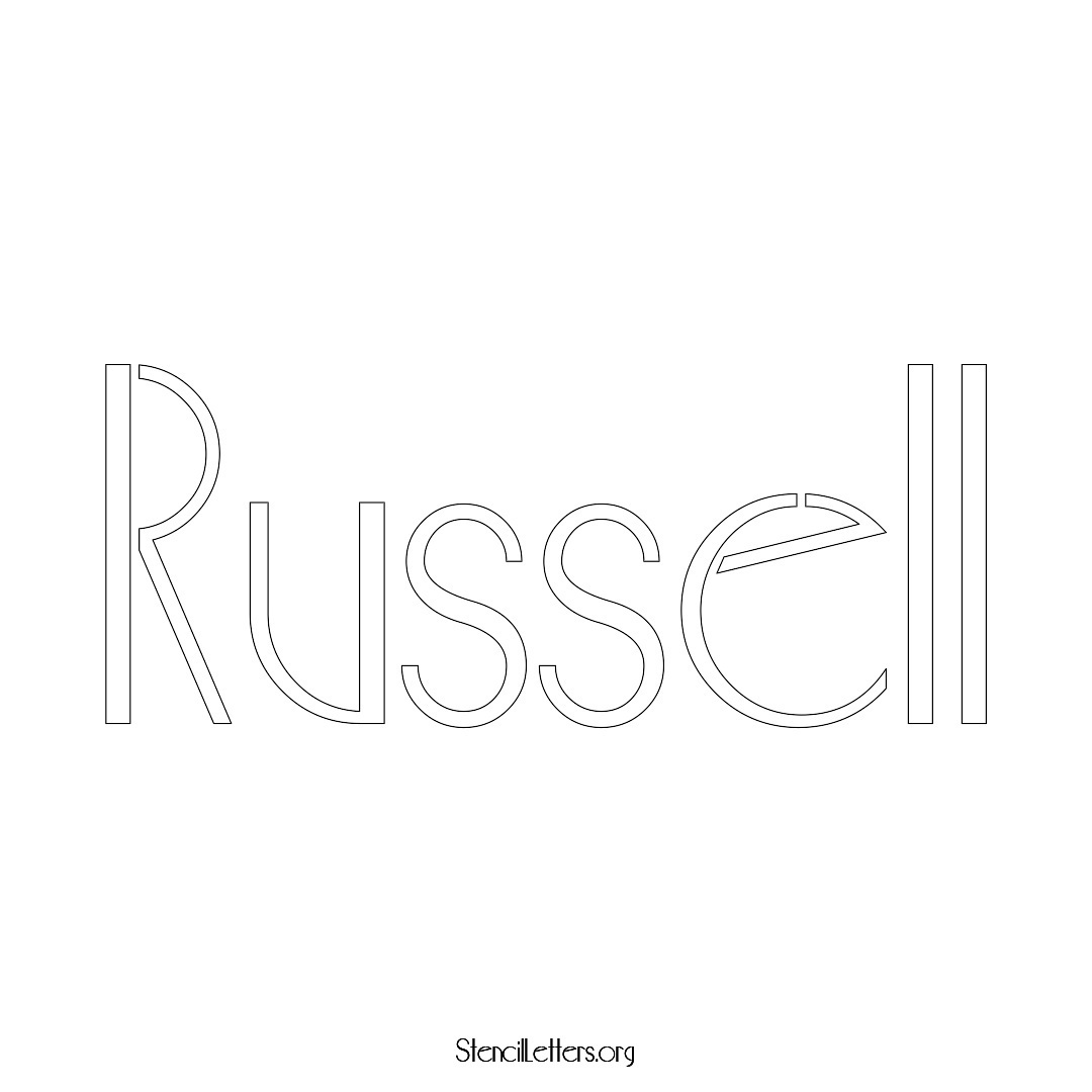 Russell name stencil in Art Deco Lettering